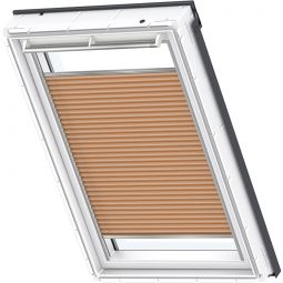 Store plissé VELUX FHC manuelle beige doré 1049S opaque, structure en toile pour une isolation thermique supplémentaire, convenable pour divers fenêtre de toit VELUX