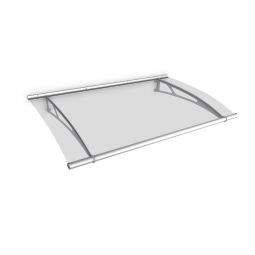 Auvent de porte d'entrée, gutta, PT-L auvent acier inoxydable 150cm ou 270cm de largeur, cadre mat en acier inoxydable avec verre acrylique transparent


