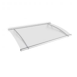 Auvent de porte d'entrée, gutta, PT-L acier inox, blanc satiné 150 cm ou 270 cm de largeur, cadre mat en acier inoxydable avec verre acrylique blanc satiné



