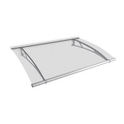 Auvent de porte d'entrée, gutta PT-XL acier inox Extra large, cadre en acier inoxydable mat avec verre acrylique clair, 205cm de large







