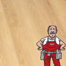 Sol vinyle SPC chêne claire lame large, Wellker, imitation bois naturel avec isolation acoustique intégrée, système de pose à clic, revêtement de sol en style maison de campagne 