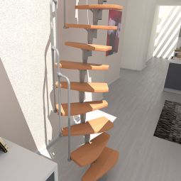 Minka escalier modulaire MONACO avec limon central rampe métallique incluse, hauteur entre étages max. 294 cm