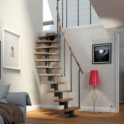 Escalier modulaire DOLLE Basel, incl. garde de corps en acier inox 64 cm de large pour des hauteurs d'étage de 203 à 315 cm