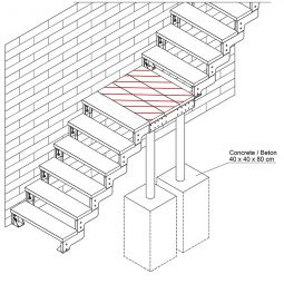Palier intermédiaire grille caillebotis pour escalier d'éxtérieur DOLLE Gardentop différentes largeur, applicable jusqu'à 264cm