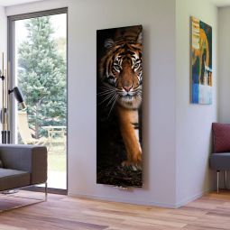 Ximax Radiateur de Design Radiateur P1 Plan Print Tiger vertical Élégant radiateur design avec raccord central de 50 mm, façade lisse imprimée avec un tigre en chasse