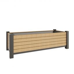 Bac à plantes carré en aluminium TraumGarten SYSTEM Rhombe mélèze design intemporel rencontre un travail de haute qualité, L/L/H : 129,5 x 52 x 40 cm