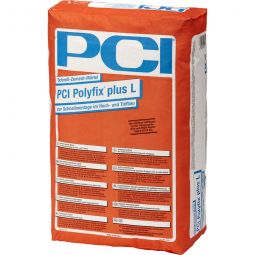Mortier de ciment à prise rapide PCI Polyfix plus L gris 20-25 kg, pour le montage rapide dans le bâtiment et le génie civil