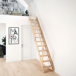 Escalier compact DOLLE Schwerin hêtre rampe incluse, jusqu'à une hauteur entre étage de 283,5 cm