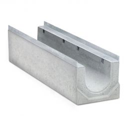 Caniveau de drainage BIRCOsir 150 sans pente intérieure Caniveau de drainage en béton pour charges lourdes avec cadre massif en acier combiné galvanisé à chaud et joint de sécurité, différentes versions