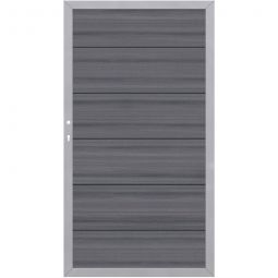 Porte pour panneau brise-vue TraumGarten SYSTEM PLATINUM XL Gris, cadre Argenté 98x180cm, sens d'ouverture sélectionnable