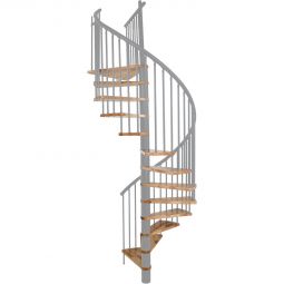 Escalier en colimaçon Minka SPIRAL EFFECT hêtre argent main courante aluminium incluse, selectionnable en différentes largeur