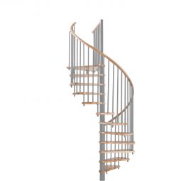 Escalier en colimaçon chêne Minka SPIRAL WOOD SILVER rond  Kit avec rampe, marches/main courante chêne, selectionnable en différentes largeur