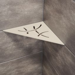 Tablette de douche étagère aluminium Schlüter SHELF-E-S1 TSI CURVE ivoire finition structurée tablette murale triangulaire, 210x210 mm