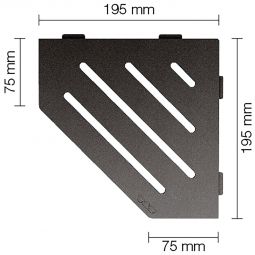 Tablette de douche étagère aluminium Schlüter SHELF-E-S2 TSDA WAVE anthracite foncé finition structurée tablette murale pentagonale, 195x195 mm