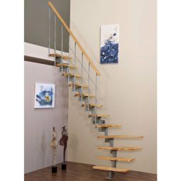 Escalier compact Minka STYLE hêtre tournant installation flexible, jusqu'hauteur entre étages max. 304 cm