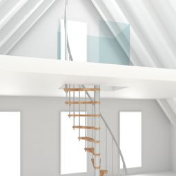 Escalier en colimaçon Minka Suono Smart hêtre blanc inkl. Metallgeländer