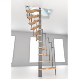 Escalier en colimaçon Minka Suono hêtre gris  Rampe incluse