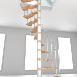 Escalier colimaçon Minka  Suono hêtre blanc  Rampe incluse