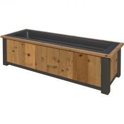 Bac à plantes carré en bois thermique avec insert, TraumGarten jardinière en bois thermique, dimensions: 129x40x40 cm avec poteaux en aluminium et insert en plastique – résistant aux intempéries et compatible avec le système​