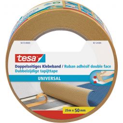 Ruban adhésif double face tesa universal 25 m x 50 mm adhésif double face, déchirable à la main, fort pouvoir adhésif, utilisation polyvalente