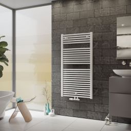 Ximax Radiateur salle de  bain Tip profil D latéral et 5 cm raccord central blanc RAL 9003 En acier trempé pour radiateurs, laminé à froid et revêtu par poudre, également adapté au fonctionnement électrique ou mixte