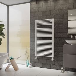 Ximax Radiateur salle de bain Tip profil D latéral et raccord latéral blanc RAL 9003 en acier laminé à froid, revêtu par poudrage, également adapté au fonctionnement électrique ou mixte