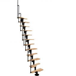 Minka escalier compact Twister hêtre noir escalier gain de place inclus garde-corps en métal, jusqu'à une hauteur d'étage de 294 cm