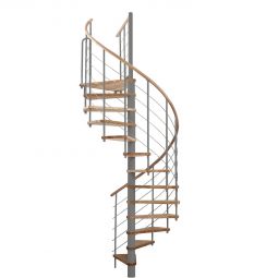 Escalier en colimaçon rond acier hêtre Minka VENEZIA Rampe en acier et main courante en bois massif incluse, selectionnable en différentes largeur