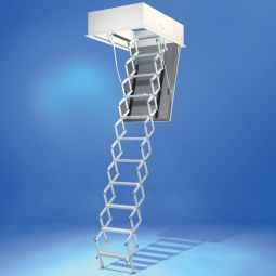 Escalier escamotable pliable en ciseaux Wellhöfer LiliPut isolé Échelle de grenier gain de place, avec système de fermeture de plafond prouvé et isolation thermique 3D ou 4D