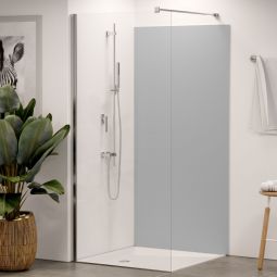 Panneau mural douche aluminium composite Winwall Basics gris argent vendu à l'unité ou en set, différentes tailles au choix