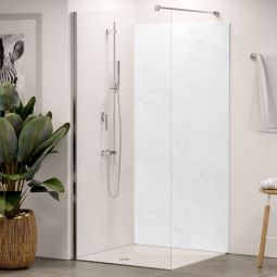Panneau mural douche aluminium composite Winwall Marmorplatten blanc vendu à l'unité ou en set, différentes tailles au choix