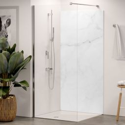 Panneau mural douche aluminium composite Winwall Marmor gris vendu à l'unité ou en set, différentes tailles au choix