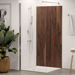 Panneau mural douche aluminium composite Winwall Chêne foncé vendu à l'unité ou en set, différentes tailles au choix