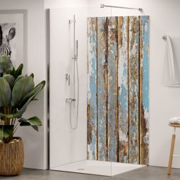 Panneau mural de douche Winwall en aluminium composite bois ancien turquoise à l'unité ou en lot, différentes dimensions au choix