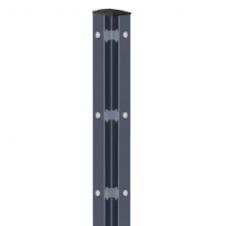 Poteau d’angle, gris anthracite à bétonner, grillage double Wellker pour clôture grillage, avec baguette de finition, différentes hauteurs