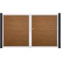 Portail double GroJa BasicLine PVC pour clôture emboîtables, couleur golden oak