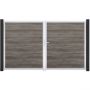 Portail double GroJa BasicLine PVC pour clôture emboîtables, couleur monument oak