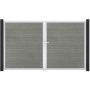 Portail double GroJa BasicLine PVC pour clôture emboîtables, couleur grey ash cut