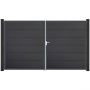 Portail double GroJa BasicLine PVC pour clôture emboîtables, couleur gris anthracite