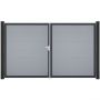 Portail double GroJa BasicLine PVC pour clôture emboîtables, couleur gris argent
