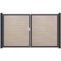 Portail double GroJa BasicLine PVC pour clôture emboîtables, couleur sheffield oak