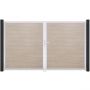 Portail double clôture à lames GroJa BasicLine étroit PVC, couleur sheffield oak