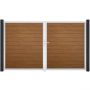 Portail double clôture à lames GroJa BasicLine étroit PVC, couleur golden oak