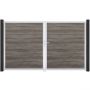 Portail double clôture à lames GroJa BasicLine étroit PVC, couleur monument oak