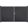 Portail double clôture à lames GroJa BasicLine étroit PVC, couleur anthracite