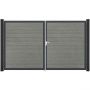 Portail double clôture à lames GroJa BasicLine étroit PVC, couleur grey ash cut