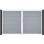 Portail double clôture à lames GroJa BasicLine étroit PVC, couleur gris argent