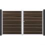 Portail double GroJa Solid Grande Premium à lames emboîtables noyer co-extrudé