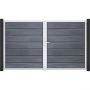 Portail double GroJa Solid Grande Premium à lames emboîtables gris pierre co-extrudé