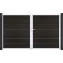 Portail double GroJa Solid Grande Premium à lames emboîtables noir co-extrudé